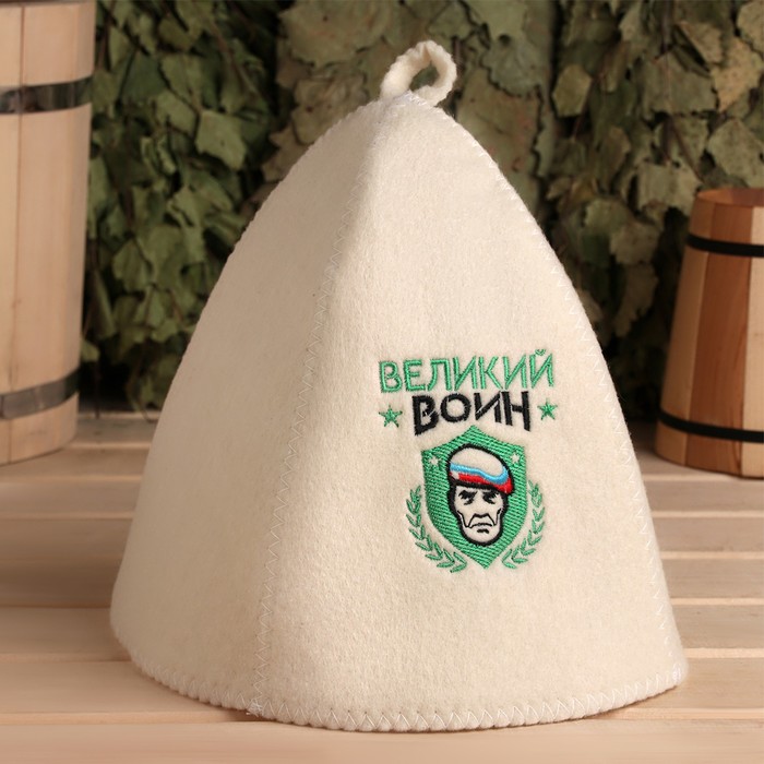 Шапка банная с вышивкой "Великий воин"