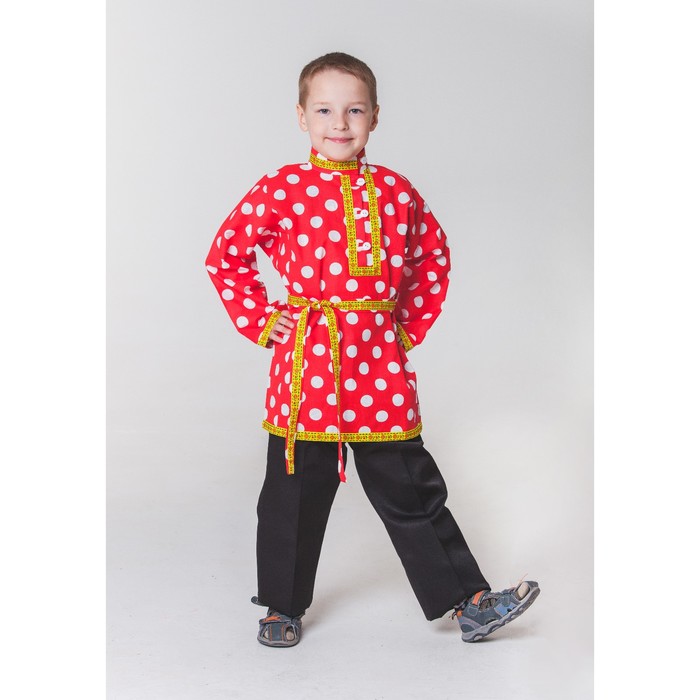 Косоворотка "Кузя", цвет красный, тесьма МИКС, рост 110-116 см