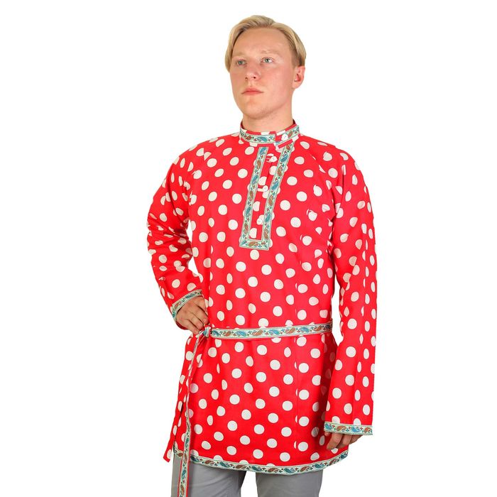Косоворотка "Кузя", цвет красный, тесьма МИКС, р-р 48-50