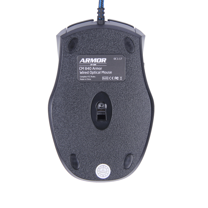 Мышь игровая CBR CM 840 Armor, 1200/1600/2400/3200 dpi, "дышащая" подсветка: 3 цвета, черный