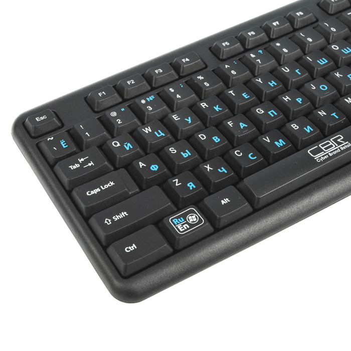 Клавиатура CBR KB 109 Black, 104 кл., офисн., переключение языка 1 кнопкой (софт), USB