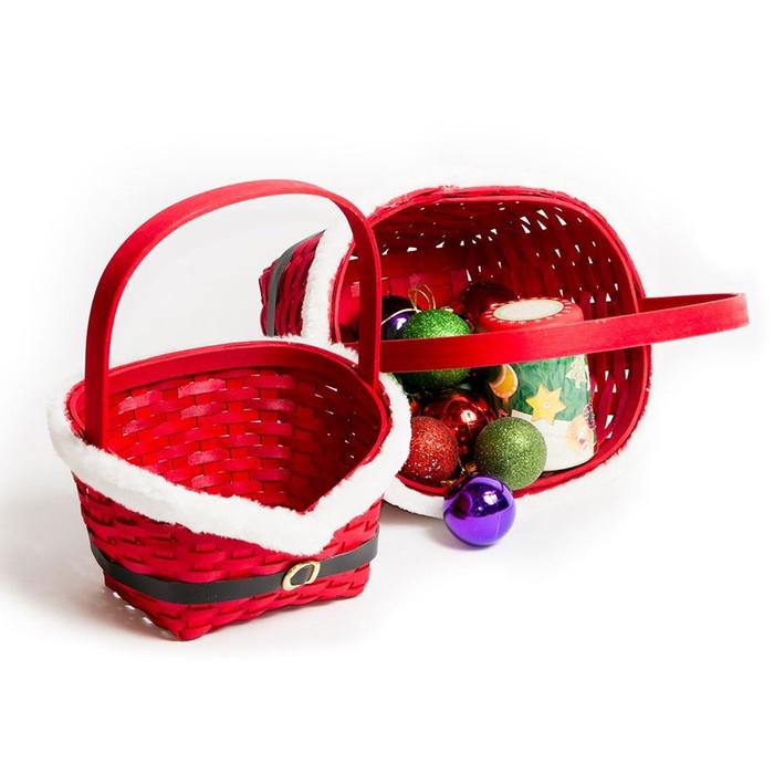 Набор корзин «Красная шубка», 2 шт: 28х22х11/33,5 см, 22х17х9/27 см, шпон