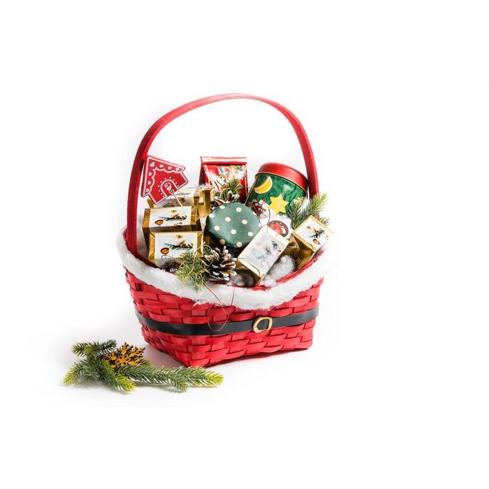 Набор корзин «Красная шубка», 2 шт: 28х22х11/33,5 см, 22х17х9/27 см, шпон