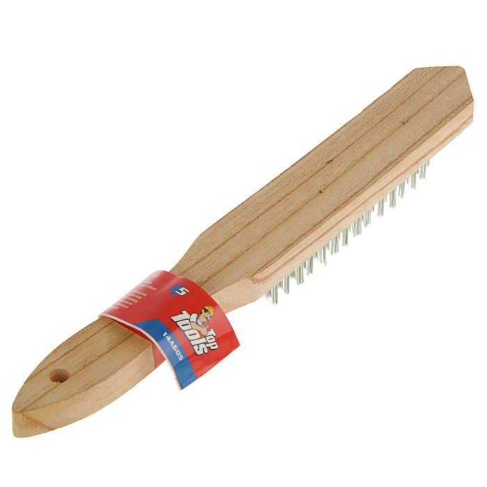 Щетка проволочная Top Tools, 5 рядов проволоки, деревянная рукоятка