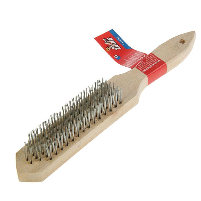 Щетка проволочная Top Tools, 6 рядов проволоки, деревянная рукоятка