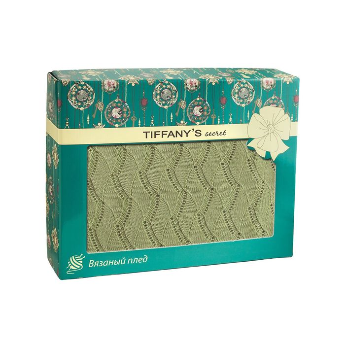 Плед вязаный "Зелёный чай", размер 140х180 см, ажур