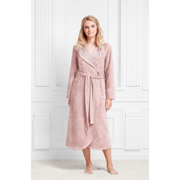 Халат женский Classic, размер 52, цвет пудра, махра 340 г/м2
