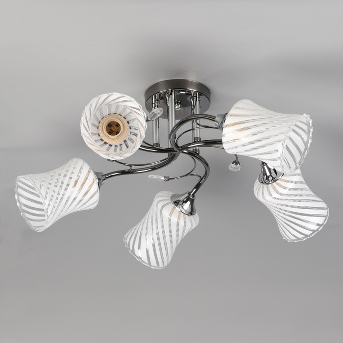 Люстра потолочная "Наиля" 5х40W E27 хром, венге