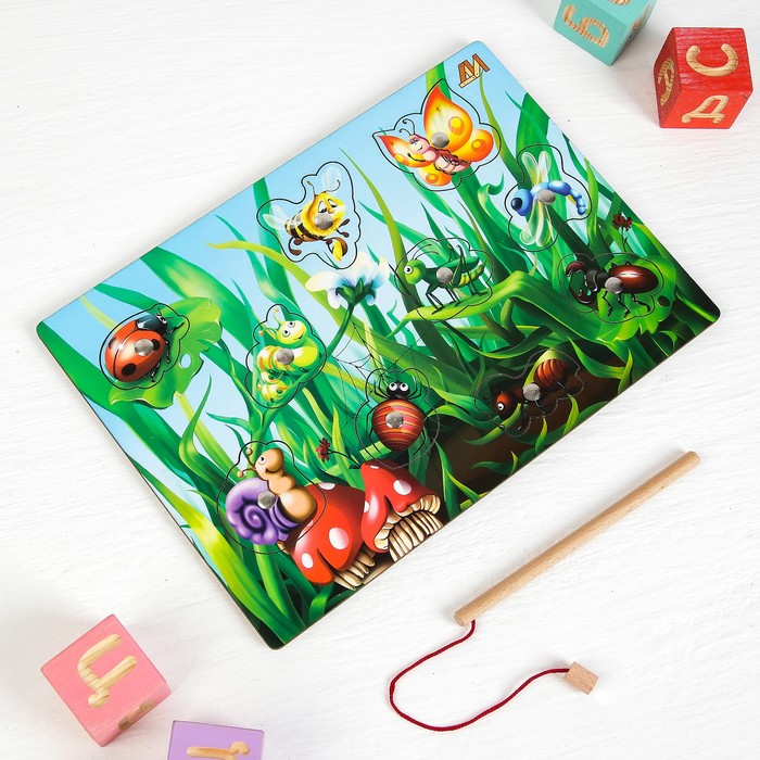 Магнитная рыбалка - пазл "Полянка" новая