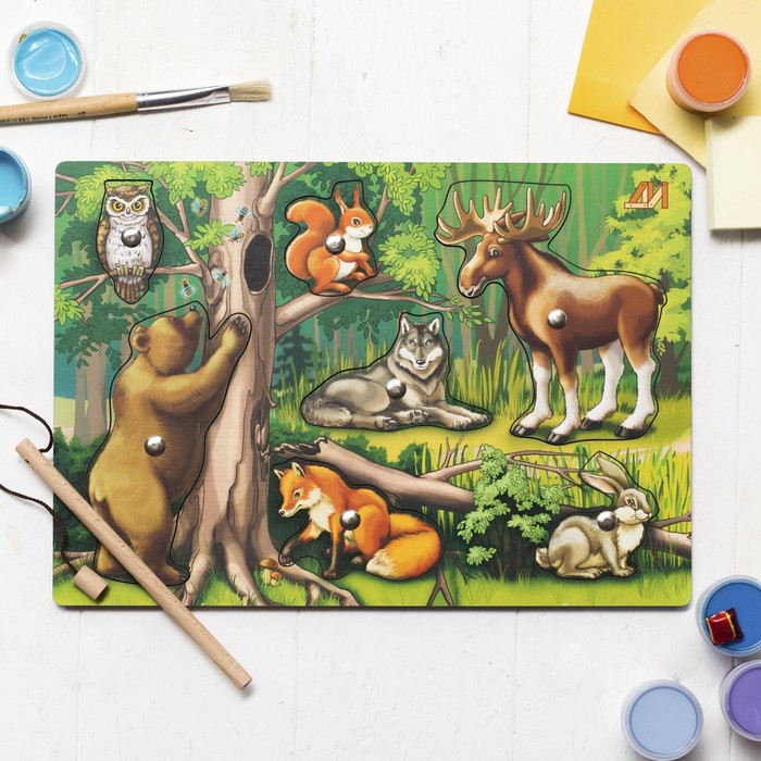 Пазл "Чей малыш? Лесные звери", (магнитики)