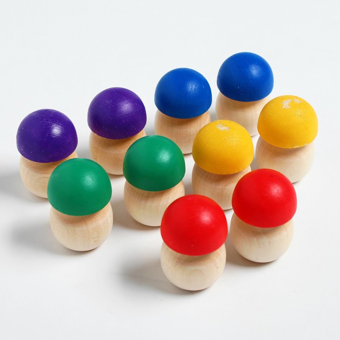 Счётный материал "Грибочки", 10 шт., с цветными шляпками