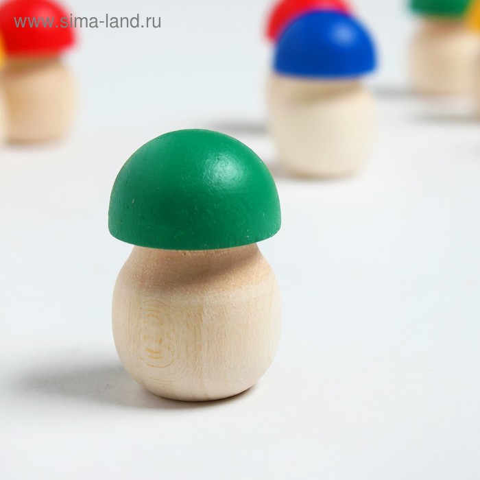 фото Счётный материал «грибочки», 10 шт., с цветными шляпками, размер 1 шт: 4.2 × 2.8 см, цвет микс деревянные игрушки