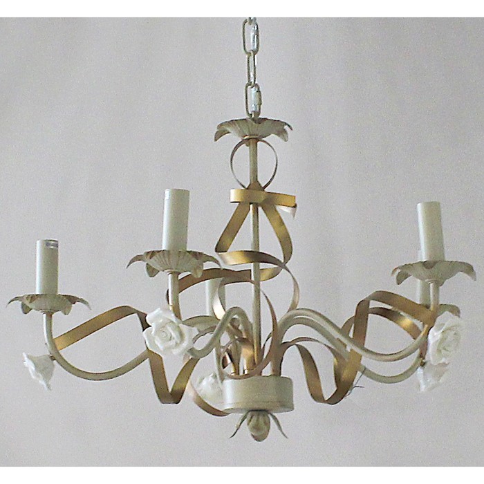 Люстра подвесная "Адиля" 5x60W Е14 белый, золото 59x59x37см