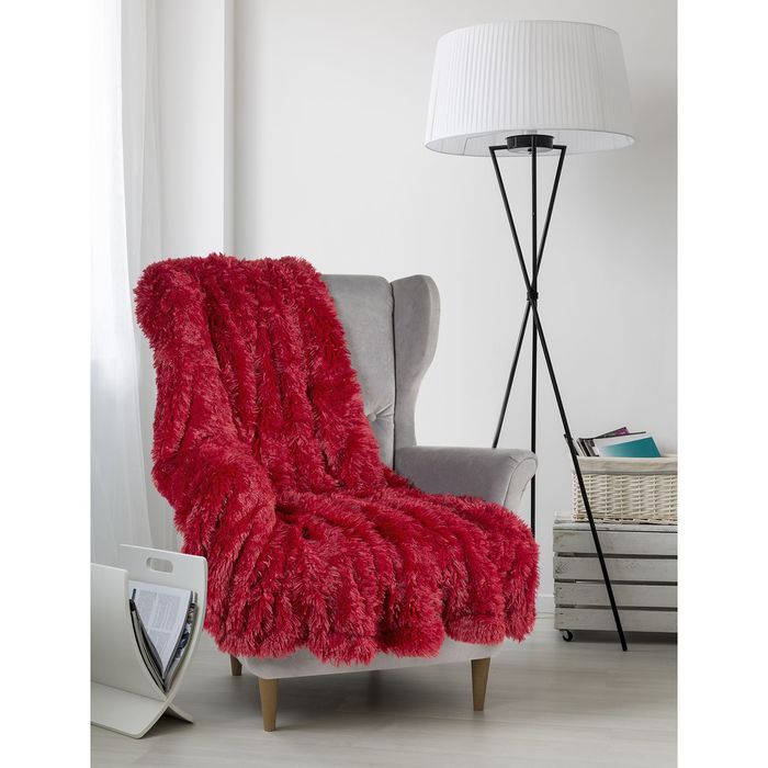 Плед мех "Шиншилла" двухсторонний, 240х220 см, бордо