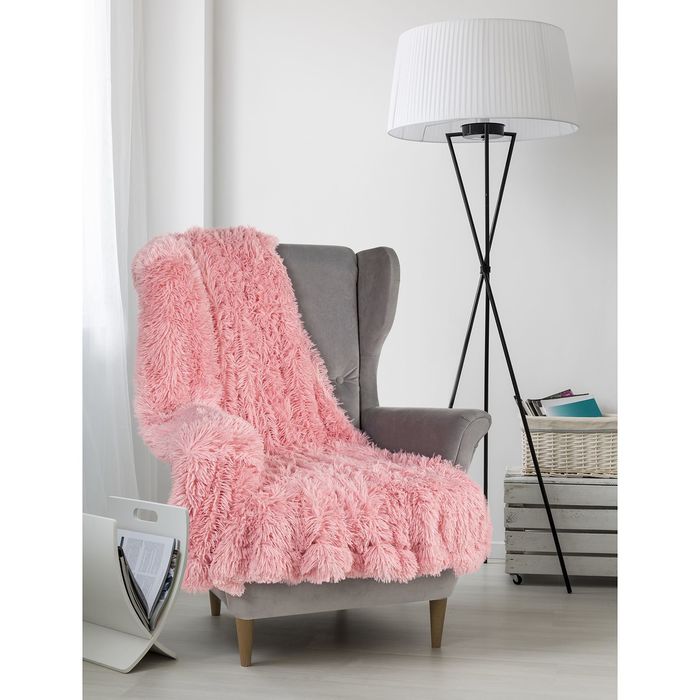 Плед мех "Шиншилла" двухсторонний, 240х220 см, св.розовый