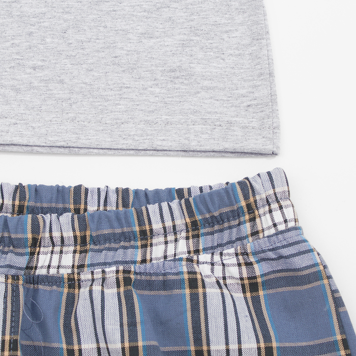 Комплект мужской (футболка, брюки) М-797-26 цвет серый меланж/синий, р-р 48