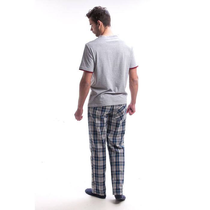 Комплект мужской (футболка, брюки) М-797-26 цвет серый меланж/синий, р-р 52