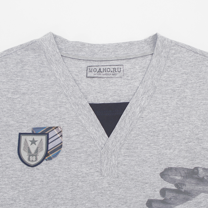 Комплект мужской (футболка, брюки) М-797-26 цвет серый меланж/синий, р-р 52