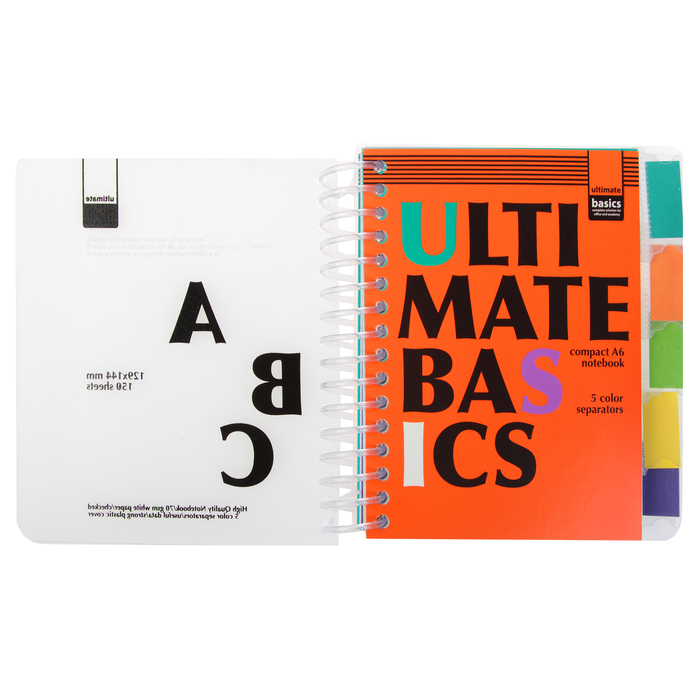 Бизнес-блокнот А6, 150 листов на гребне ULTIMATE BASICS, пластиковая обложка, разделители, МИКС