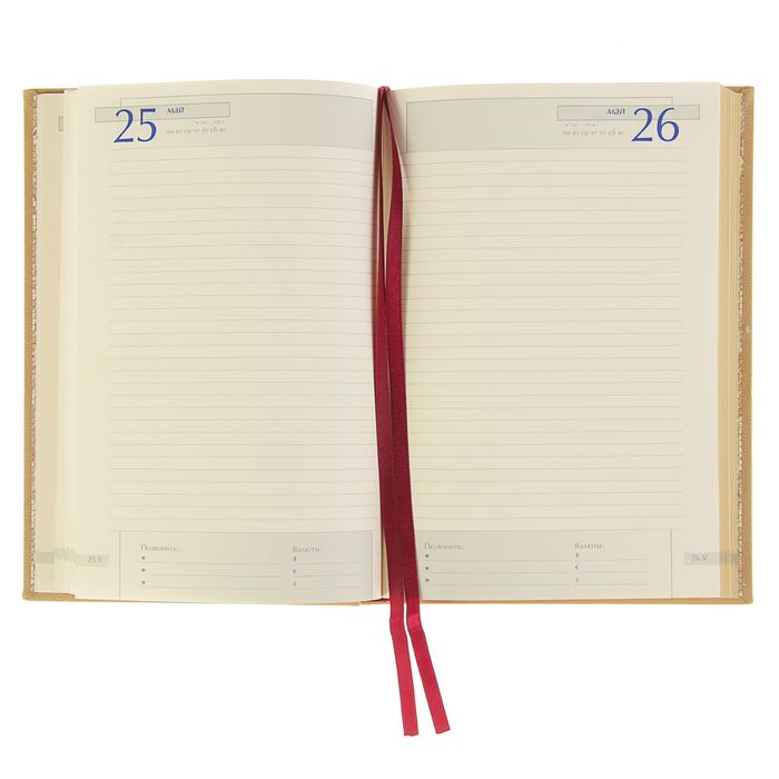 Ежедневник полудатированный А5, 208 листов Windsor, натуральная кожа, тонированный блок, золотой срез, два ляссе, застежка на кнопке, коричневый