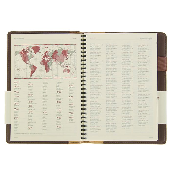 Еженедельник недатированный А5, 64 листа на гребне Concept, искусственная кожа, тонированный блок, кармашки для визиток, коричневый