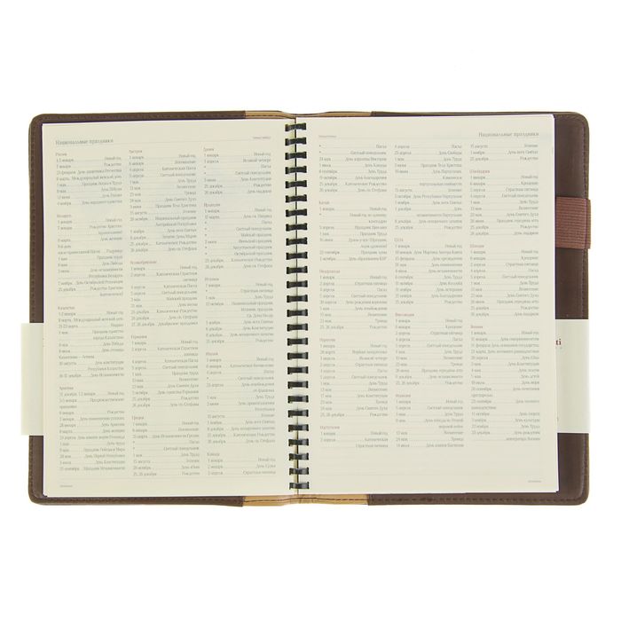 Еженедельник недатированный А5, 64 листа на гребне Concept, искусственная кожа, тонированный блок, кармашки для визиток, коричневый