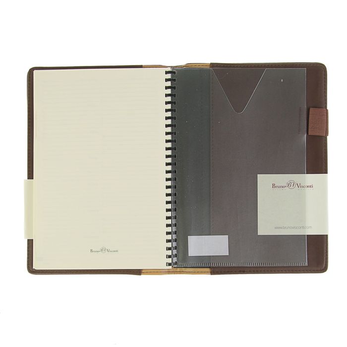 Еженедельник недатированный А5, 64 листа на гребне Concept, искусственная кожа, тонированный блок, кармашки для визиток, коричневый