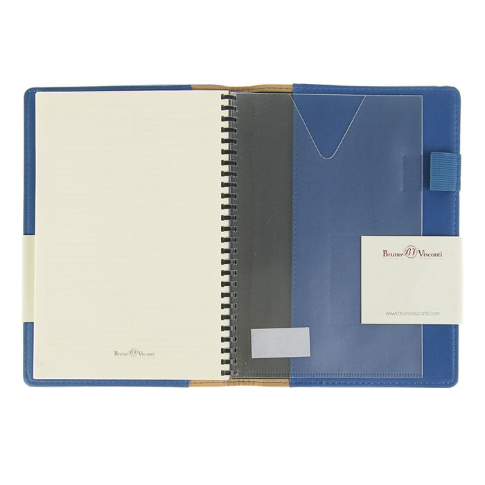 Еженедельник недатированный А5, 64 листа на гребне Concept, искусственная кожа, тонированный блок, кармашки для визиток, синий