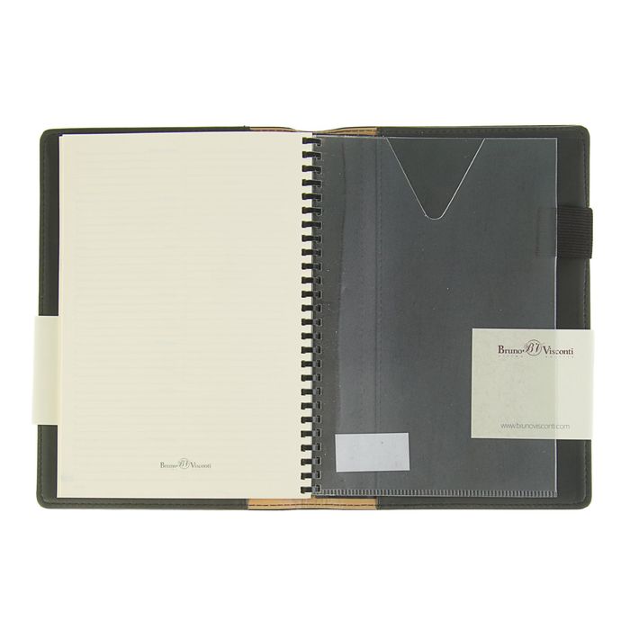 Еженедельник недатированный А5, 64 листа на гребне Concept, искусственная кожа, тонированный блок, кармашки для визиток, чёрный