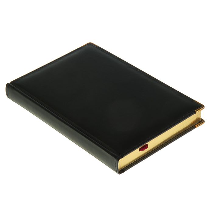 Ежедневник полудатированный А5, 208 листов Imperium, натуральная кожа, тонированный блок, золотой срез, два ляссе, чёрный