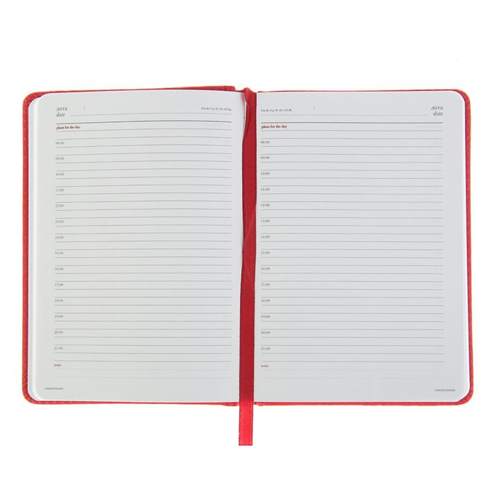 Ежедневник недатированный А6, 136 листов Velvet, искусственная кожа, красный