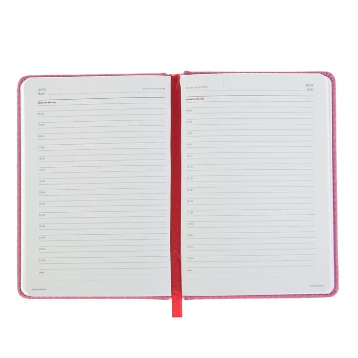 Ежедневник недатированный А6, 136 листов Velvet, искусственная кожа, розовый