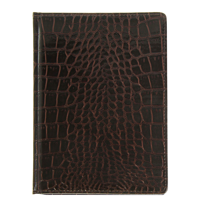 Ежедневник недатированный А5, 136 листов Caiman, искусственная кожа, тиснение "под рептилию", ляссе, золотой срез, коричневый