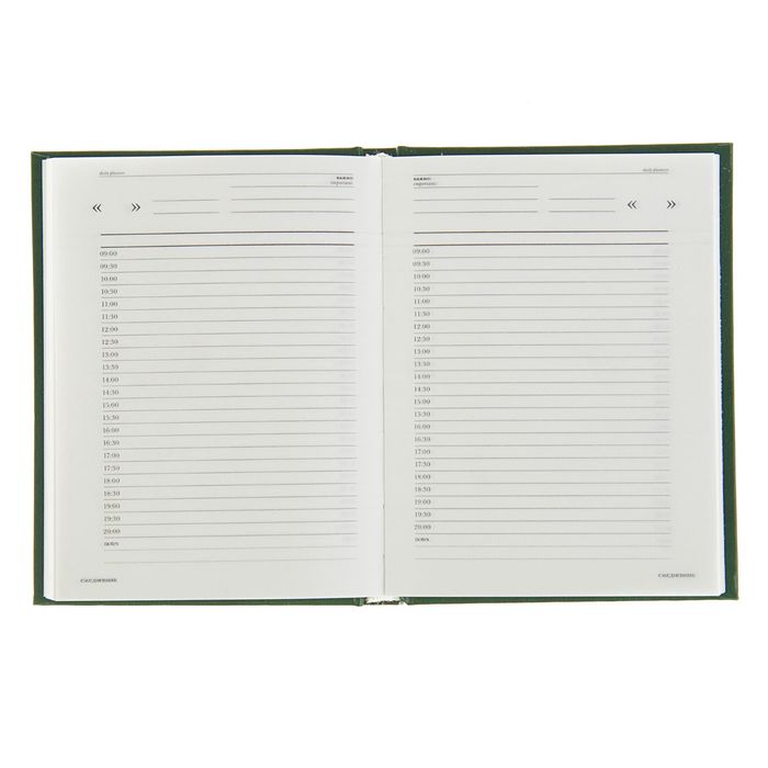 Ежедневник недатированный А6, 128 листов "Зеленый", твердая обложка бумвинил, тиснение
