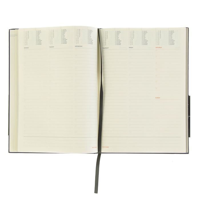 Еженедельник недатированный В5, 80 листов Tango, искусственная кожа, черный срез, ляссе, синий