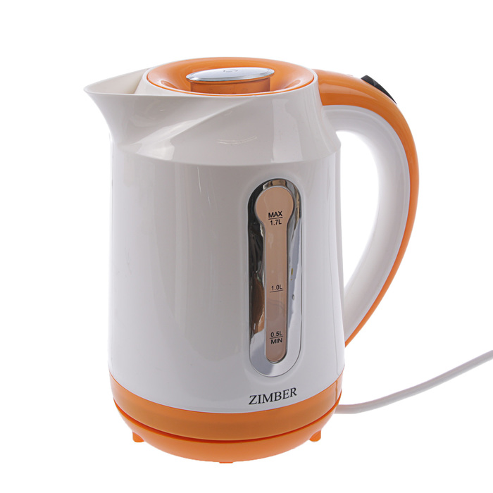 Чайник ZIMBER ZM-10825, 1800 Вт, 1.7 л, белый-оранжевый