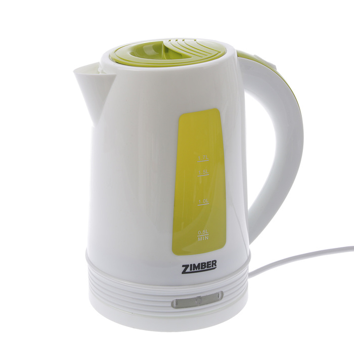 Чайник ZIMBER ZM-10846, 2200 Вт, дисковый нагреватель, 1.7 л, белый-зеленый