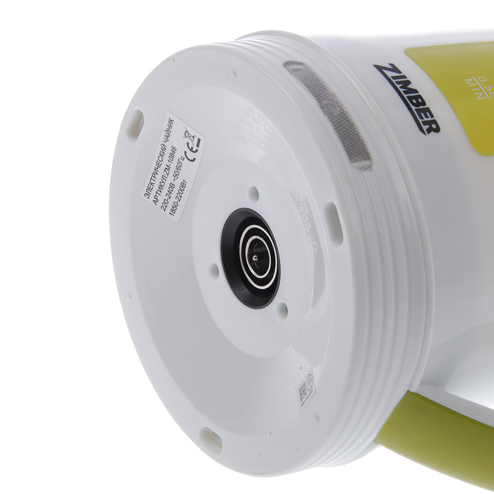 Чайник ZIMBER ZM-10846, 2200 Вт, дисковый нагреватель, 1.7 л, белый-зеленый