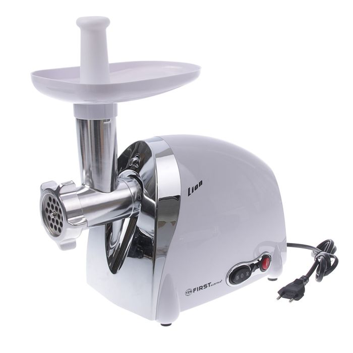 Мясорубка FIRST FA-5141-1, 1000 Вт, реверс, 3 диска, соковыжималка, кеббе, белый