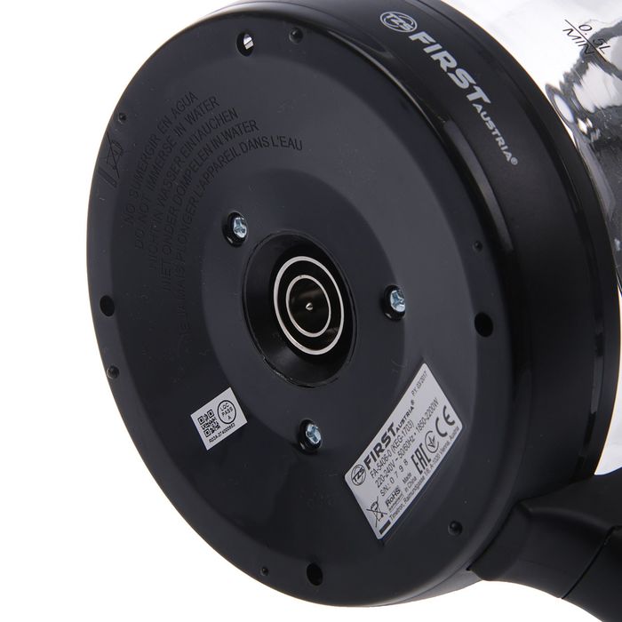 Чайник FIRST FA-5406-0, стеклянный, 2200 Вт, 1.7 л, черный