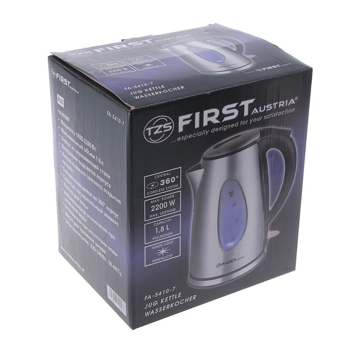 Чайник FIRST FA-5410-7, 2200 Вт, 1.8 л, серебристый