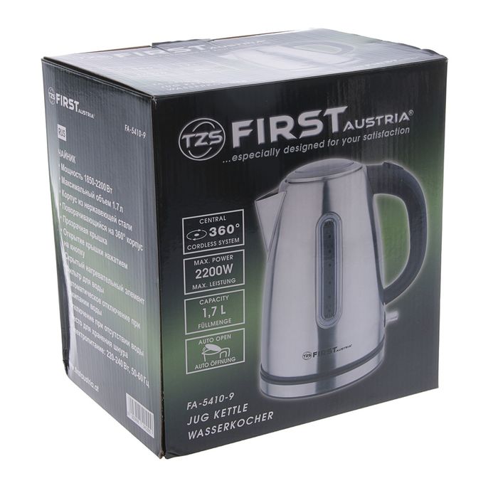 Чайник FIRST FA-5410-9, 2200 Вт, 1.7 л, серебристый