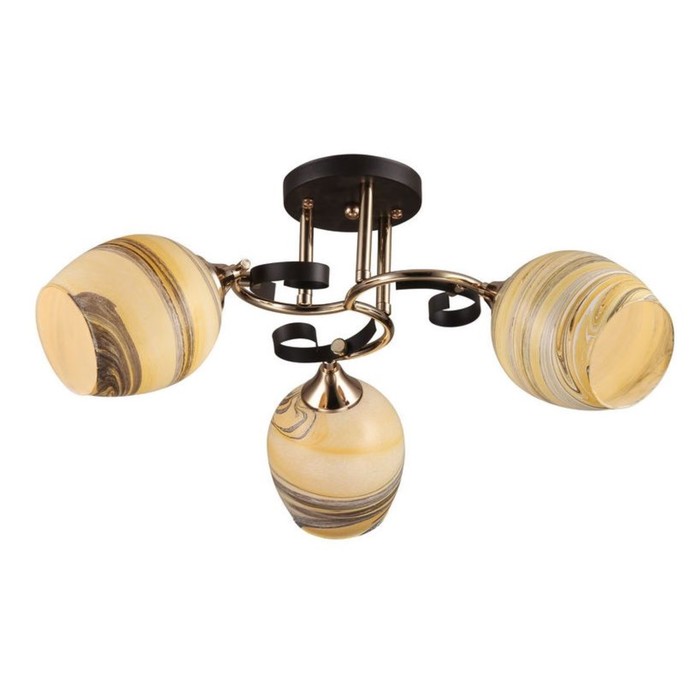 Люстра MD.1671-3-S WENGE+FGD "Меррон" 3x60W E27 венге/золото 56х56х24 см