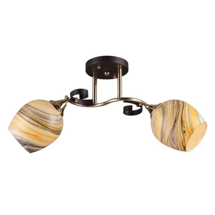 Люстра MD.1671-2-S WENGE+FGD "Меррон" 2x60W E27 венге/золото 53х16,5х24 см