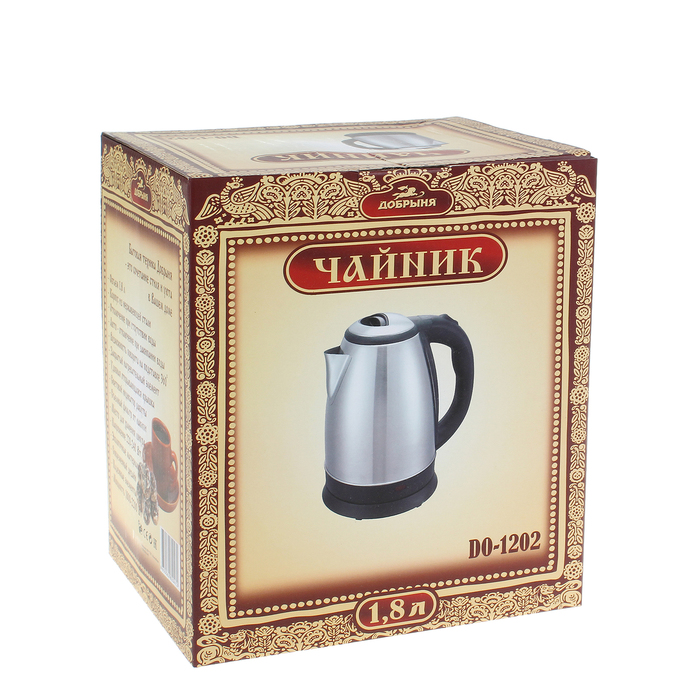 Чайник "Добрыня" DO-1202, 1.8 л, 2200 Вт, серебристый