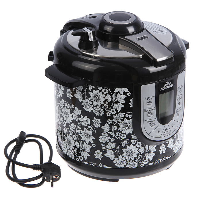 Скороварка- Мультиварка "Добрыня" DO-1011 b, 1200 Вт, 6 л, черный