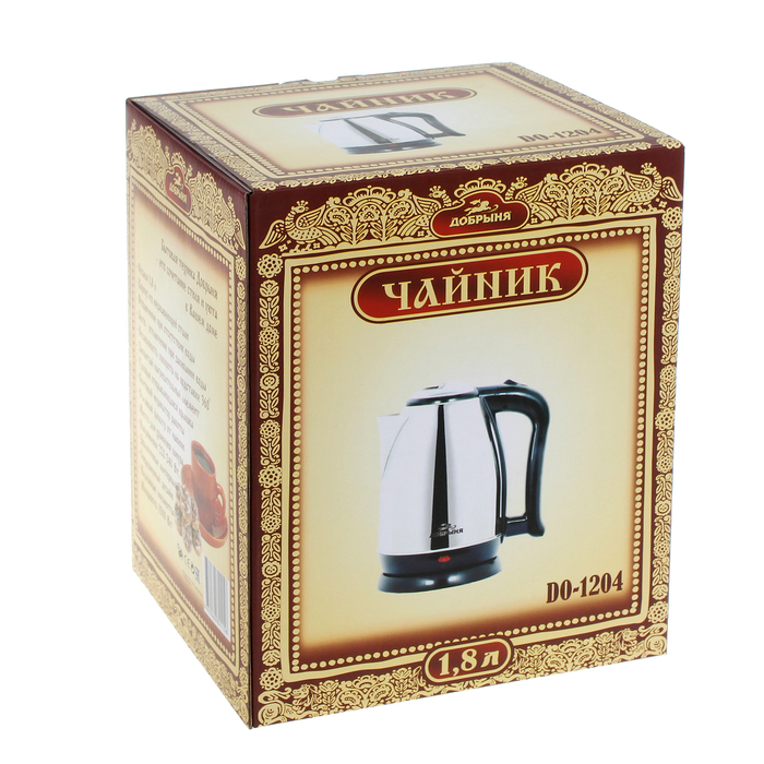 Чайник "Добрыня" DO-1204, 1.8 л, 2200 Вт, серебристый
