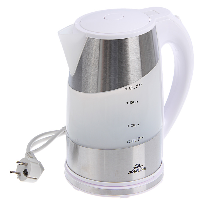 Чайник "Добрыня" DO-1206, 1.8 л, 2200 Вт, белый