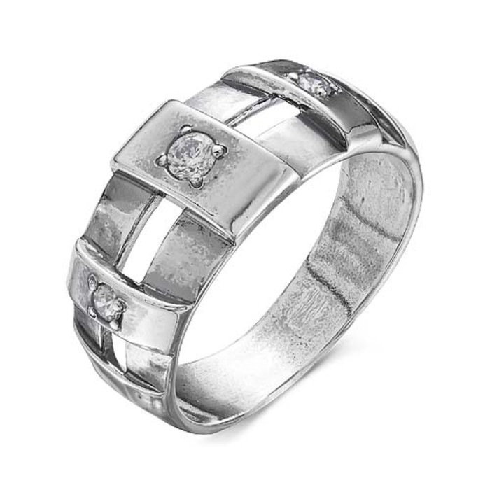 Кольцо "Оковы", посеребрение с оксидированием, цвет белый, 21 размер