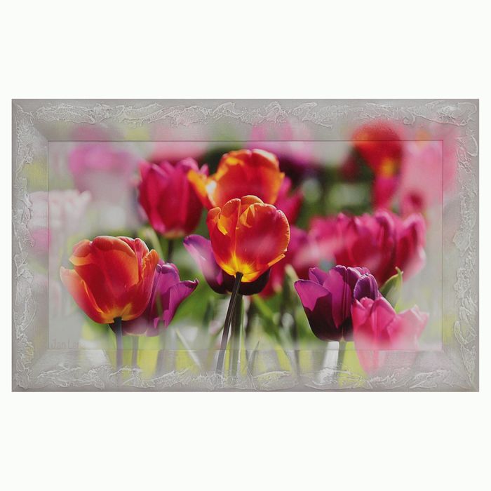 Репродукция с дорисовкой на раме "Тюльпаны" 35*70 см